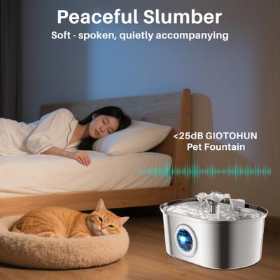 Show full view: PATPET Stainless Steel Flower Flow Automatic Cat Water Fountain, 108-fl oz slide 6 of 9