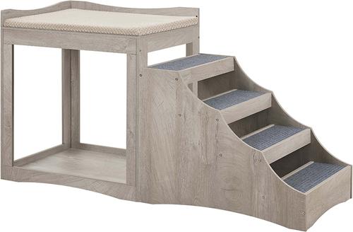 Show full view: Unipaws Decorative Bunk Cat Bed with Ladder, Weathered Grey, Large slide 5 of 9