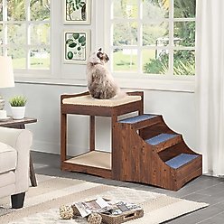 Unipaws Decorative Bunk Cat Bed with Ladder, Walnut, Medium
