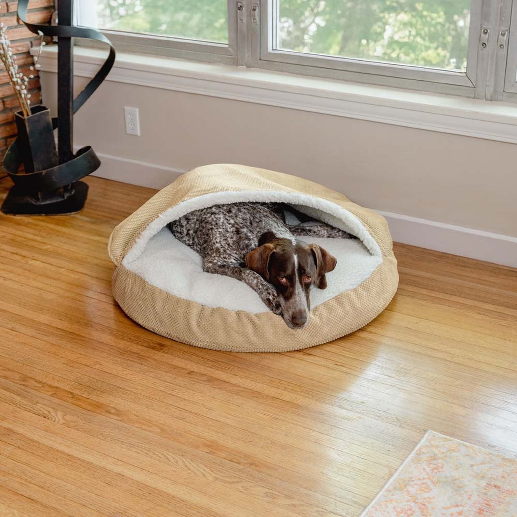 Snoozer Pet Products Microsuede Round Dog Bed, Marmot Sand, X-Large