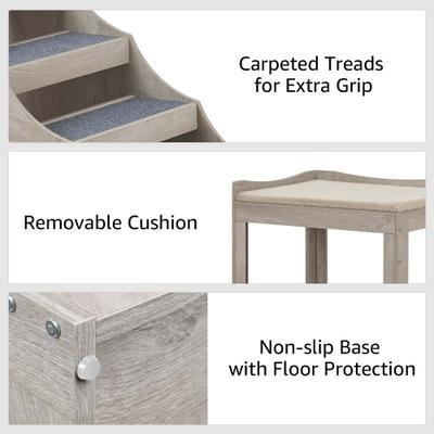 Show full view: Unipaws Decorative Bunk Cat Bed with Ladder, Weathered Grey, Large slide 8 of 9