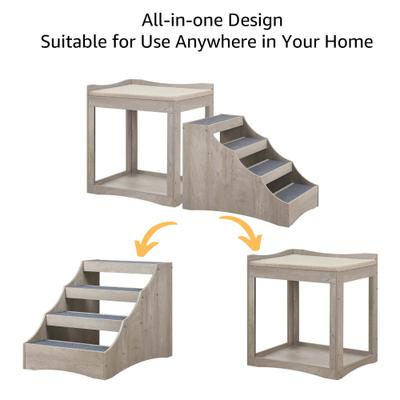 Show full view: Unipaws Decorative Bunk Cat Bed with Ladder, Weathered Grey, Large slide 7 of 9