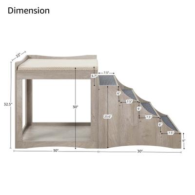Show full view: Unipaws Decorative Bunk Cat Bed with Ladder, Weathered Grey, Large slide 6 of 9