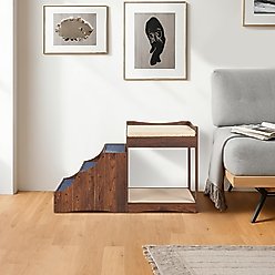 Unipaws Decorative Bunk Cat Bed with Ladder, Walnut, Medium slide 2 of 7
