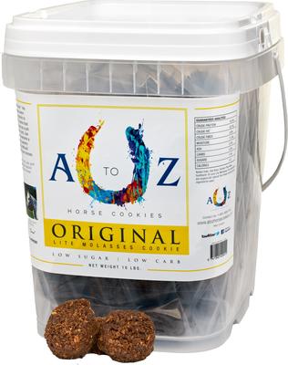 Show full view: A to Z Horse Cookies Original Flavor Low Carb & Low Sugar Horse Treats, 10-lb Pail slide 4 of 5