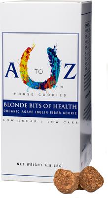 Show full view: A to Z Horse Cookies Blonde Bits of Health Low Carb & Low Sugar Horse Treats, 4.5-lb Box slide 4 of 5
