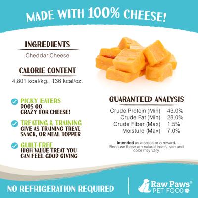 Show full view: Raw Paws Freeze-Dried Cheddar Cheese Dog Treats, 3-oz slide 5 of 7