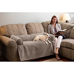 Snoozer Pet Products Couch Companion Bolstered Sofa Dog & Cat Throw Bed with Removable Cover, Marmot Taupe, One Size