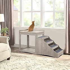 Unipaws Decorative Bunk Cat Bed with Ladder, Weathered Grey, Large