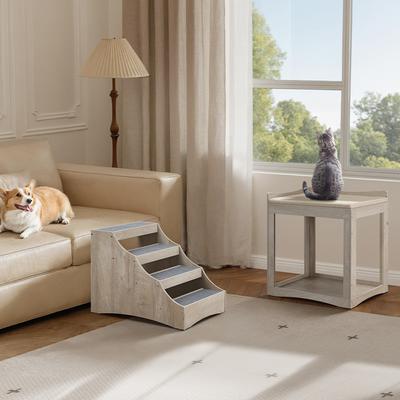 Show full view: Unipaws Decorative Bunk Cat Bed with Ladder, Weathered Grey, Large slide 3 of 9