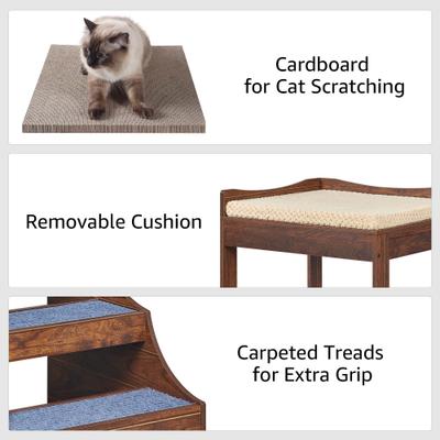Show full view: Unipaws Decorative Bunk Cat Bed with Ladder, Walnut, Medium slide 7 of 8
