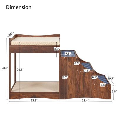 Show full view: Unipaws Decorative Bunk Cat Bed with Ladder, Walnut, Medium slide 5 of 8