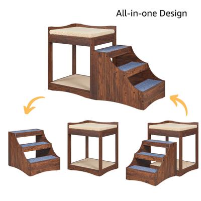 Show full view: Unipaws Decorative Bunk Cat Bed with Ladder, Walnut, Medium slide 6 of 8