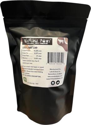 Show full view: Waveland Paws Beef Liver Freeze-Dried Dog Treats, 3-oz bag slide 3 of 6