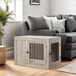 Unipaws Wooden Wire Furniture Style Dog Crate, Weathered Grey, 30 inch