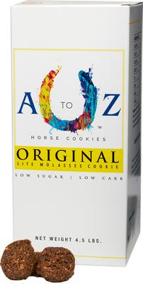 Show full view: A to Z Horse Cookies Original Flavor Low Carb & Low Sugar Horse Treats, 4.5-lb Box slide 4 of 5