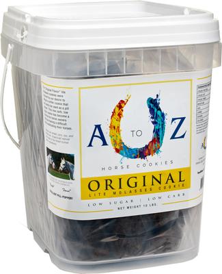 Show full view: A to Z Horse Cookies Original Flavor Low Carb & Low Sugar Horse Treats, 10-lb Pail slide 3 of 5