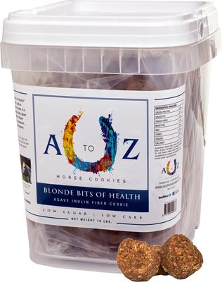 Show full view: A to Z Horse Cookies Blonde Bits of Health Low Carb & Low Sugar Horse Treats, 10-lb Pail slide 4 of 5