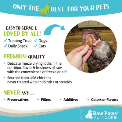 Show full view: Raw Paws Freeze-Dried Chicken Hearts for Dogs & Cats, 4-oz Whole slide 6 of 8
