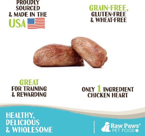 Raw Paws Freeze-Dried Chicken Hearts for Dogs & Cats, 4-oz Whole