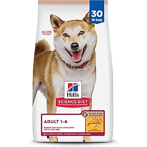 Hill's Science Diet Adult 1-6 Chicken & Brown Rice Recipe No Corn, Wheat or Soy Dry Dog Food, 30-lb bag