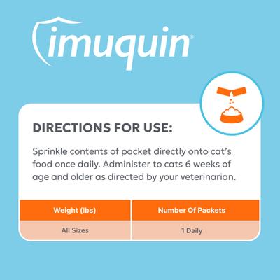 Show full view: Nutramax Imuquin with Beta Glucans, Marine Lipids, Vitamins & Minerals Powder Packets Immune Supplement for Cats, 30 count slide 8 of 11