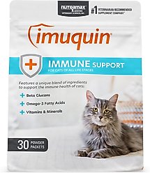 Nutramax Imuquin with Beta Glucans, Marine Lipids, Vitamins & Minerals Powder Packets Immune Supplement for Cats, 30 count