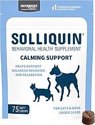 Nutramax Solliquin Soft Chew Calming Behavioral Health Supplement for Small/Medium Dogs & Cats, 75 count