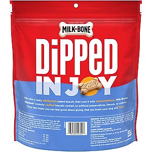 Milk-Bone Dipped Biscuits Baked with Real Peanut Butter Dog Treats, 32-oz bag