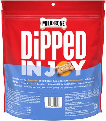 Show full view: Milk-Bone Dipped Biscuits Baked with Real Peanut Butter Dog Treats, 32-oz bag, case of 2 slide 4 of 11