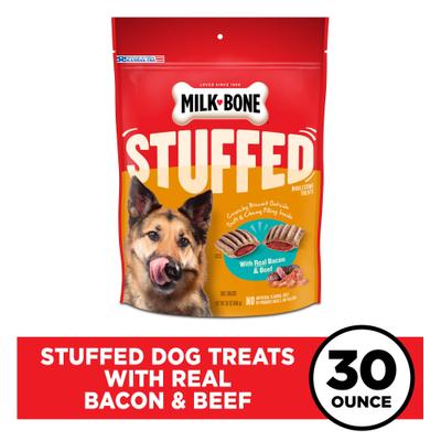 Show full view: Milk-Bone Stuffed Biscuits with Real Bacon & Beef Dog Treats, 30-oz pouch slide 3 of 12