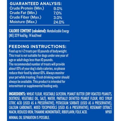 Show full view: Milk-Bone Peanut Buttery Bites Jif Peanut Butter Soft & Chewy Dog Treats, 4.5-oz bag slide 9 of 11