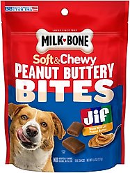 Milk-Bone Peanut Buttery Bites Jif Peanut Butter Soft & Chewy Dog Treats, 4.5-oz bag