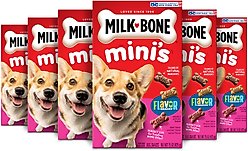 Milk-Bone Mini's Flavor Snacks Beef, Chicken & Bacon Flavored Biscuit Dog Treats, 15-oz box, case of 6