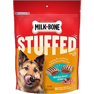 Milk-Bone Stuffed Biscuits with Real Bacon & Beef Dog Treats, 30-oz pouch