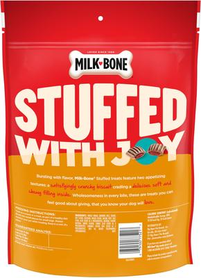 Show full view: Milk-Bone Stuffed Biscuits with Real Bacon & Beef Dog Treats, 30-oz pouch slide 4 of 12