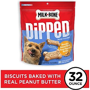 Milk-Bone Dipped Biscuits Baked with Real Peanut Butter Dog Treats, 32-oz bag