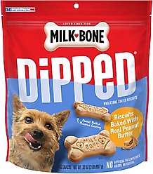 Milk-Bone Dipped Biscuits Baked with Real Peanut Butter Dog Treats, 32-oz bag