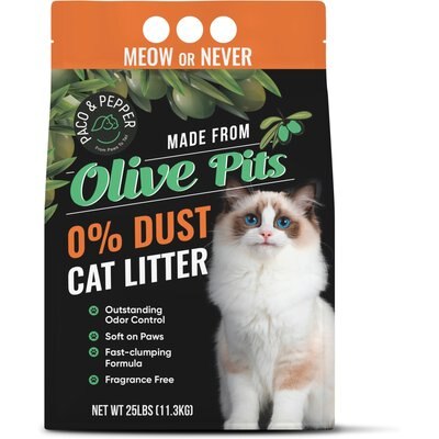 PACO & PEPPER PACO & PEPPER Made from Olive Pits 0% Dust Natural Unscented Clumping Cat Litter, 25-lb bag