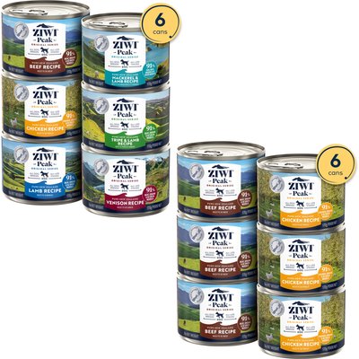 ZIWI ZIWI Peak Variety Pack Adult Grain-Free Beef, Chicken Pate Canned Food, 6-oz can, case of 6 + Variety Pack Adult Grain-Free Beef, Chicken, Lamb, Mackerel & Lamb, Tripe & Lamb, Venison Pate Canned Dog Food, 6-oz can, case of 6