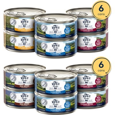 ZIWI ZIWI Peak Venison, Chicken, Lamb Variety Pack Grain-Free Pate Canned Food, 3-oz can, case of 6 + Zenison, Beef, Lamb Variety Pack Grain-Free Pate Canned Cat Food, 3-oz can, case of 6