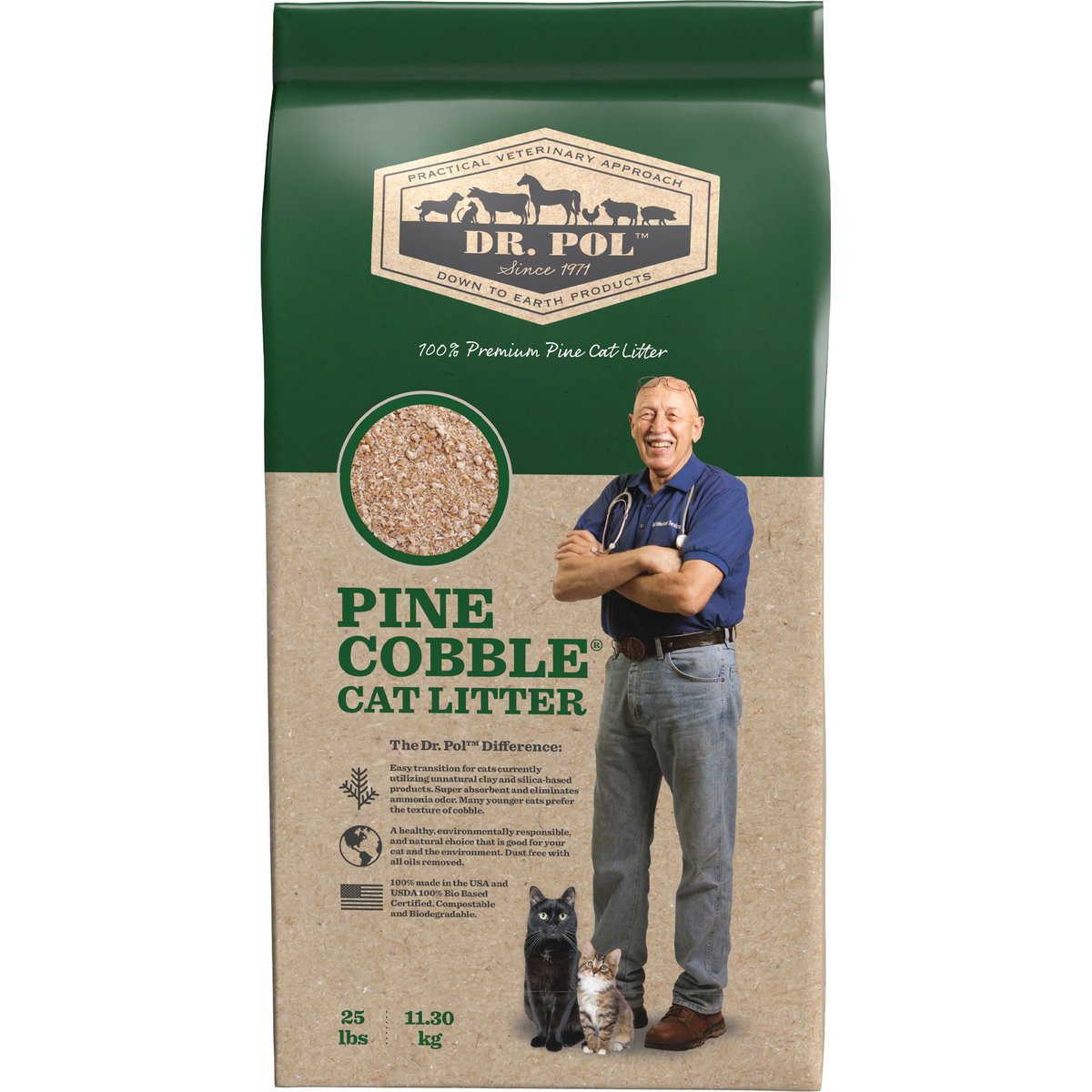Dr. Pol Pine Cobble Cat Litter, 25-lb bag