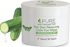 Pure and Natural Pet Tear Stain Removing Under Eye Dog Wipes, 50 count