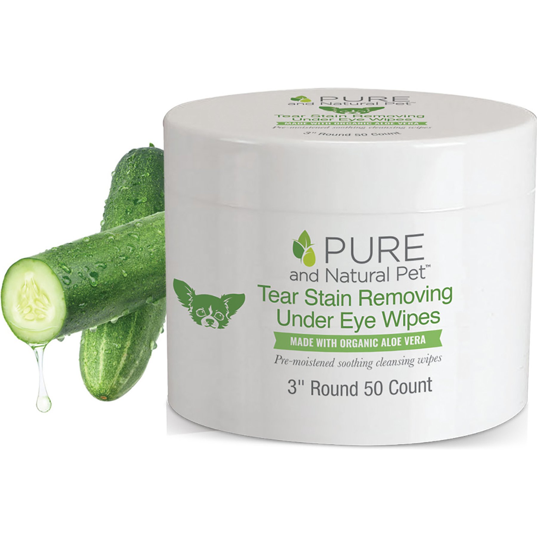 Pure and Natural Pet Tear Stain Removing Under Eye Dog Wipes, 50 count
