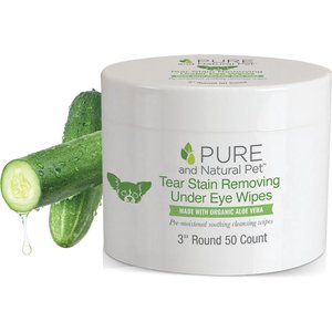Pure and Natural Pet Tear Stain Removing Under Eye Dog Wipes, 50 count