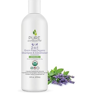 Pure and Natural Pet 2-IN-1 Grain-Free Organic Dog Shampoo & Conditioner, 16-fl oz bottle