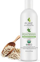 Pure and Natural Pet Fragrance Free Hypoallergenic Organic Dog Shampoo, 16-fl oz bottle