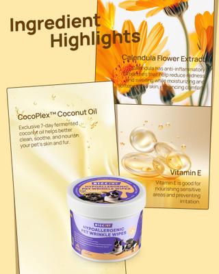 Show full view: HICC PET Hypoallergenic Wrinkle Dog Grooming Wipes, 100 count slide 7 of 7