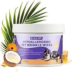 HICC PET Hypoallergenic Wrinkle Dog Grooming Wipes, 100 count