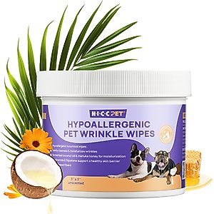 HICC PET Hypoallergenic Wrinkle Dog Grooming Wipes, 100 count